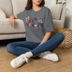 USA Patriotic T-Shirt — Distressed Flag Letters with Bows (4th of July)