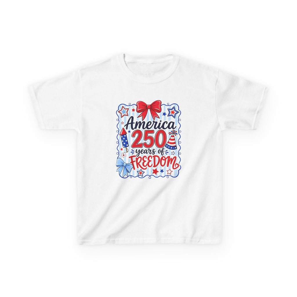 Youth, Kids Tee — "America 250 Years of Freedom" Patriotic Fourth of July Shirt
