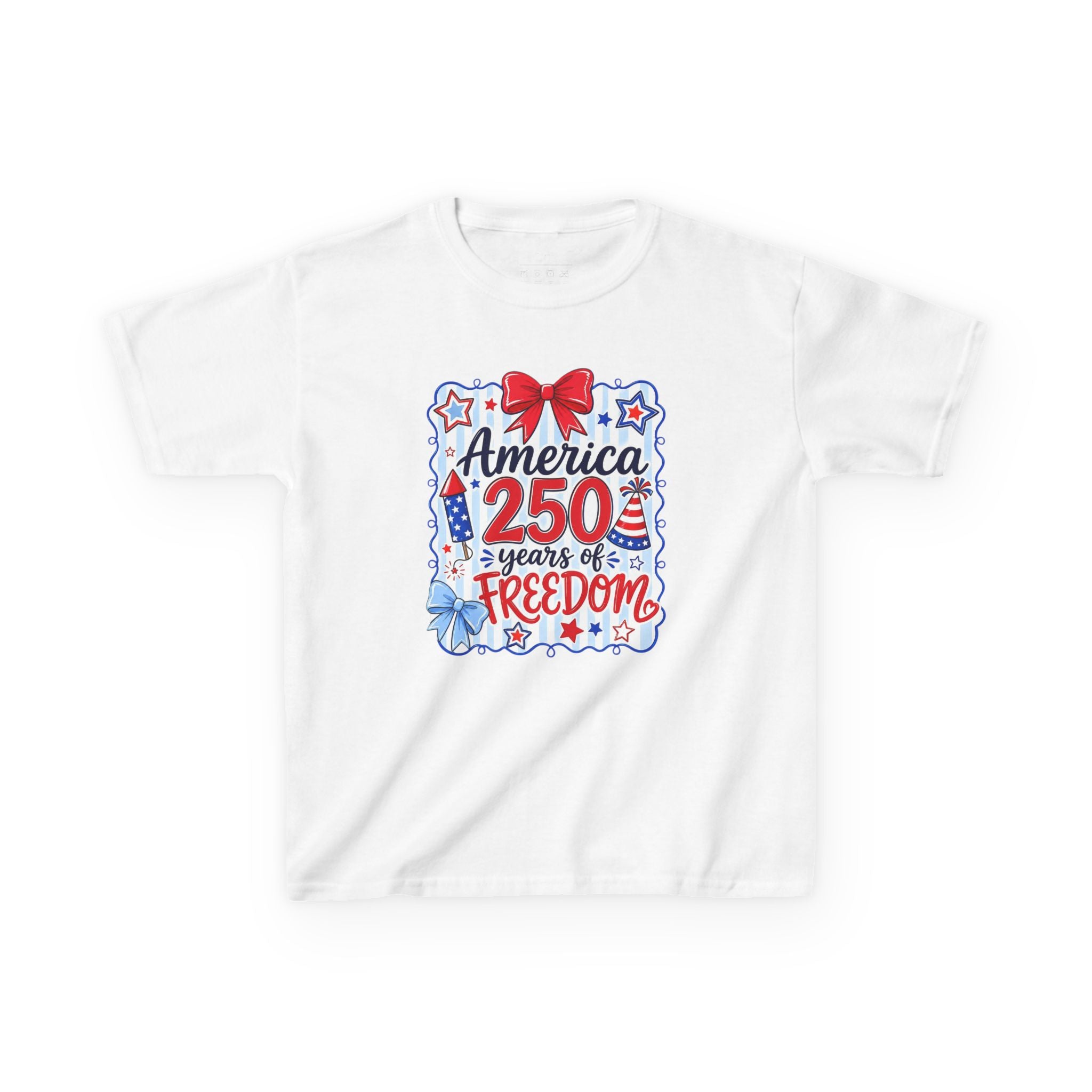 Youth, Kids Tee — "America 250 Years of Freedom" Patriotic Fourth of July Shirt