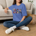 USA Patriotic T-Shirt — Distressed Flag Letters with Bows (4th of July)