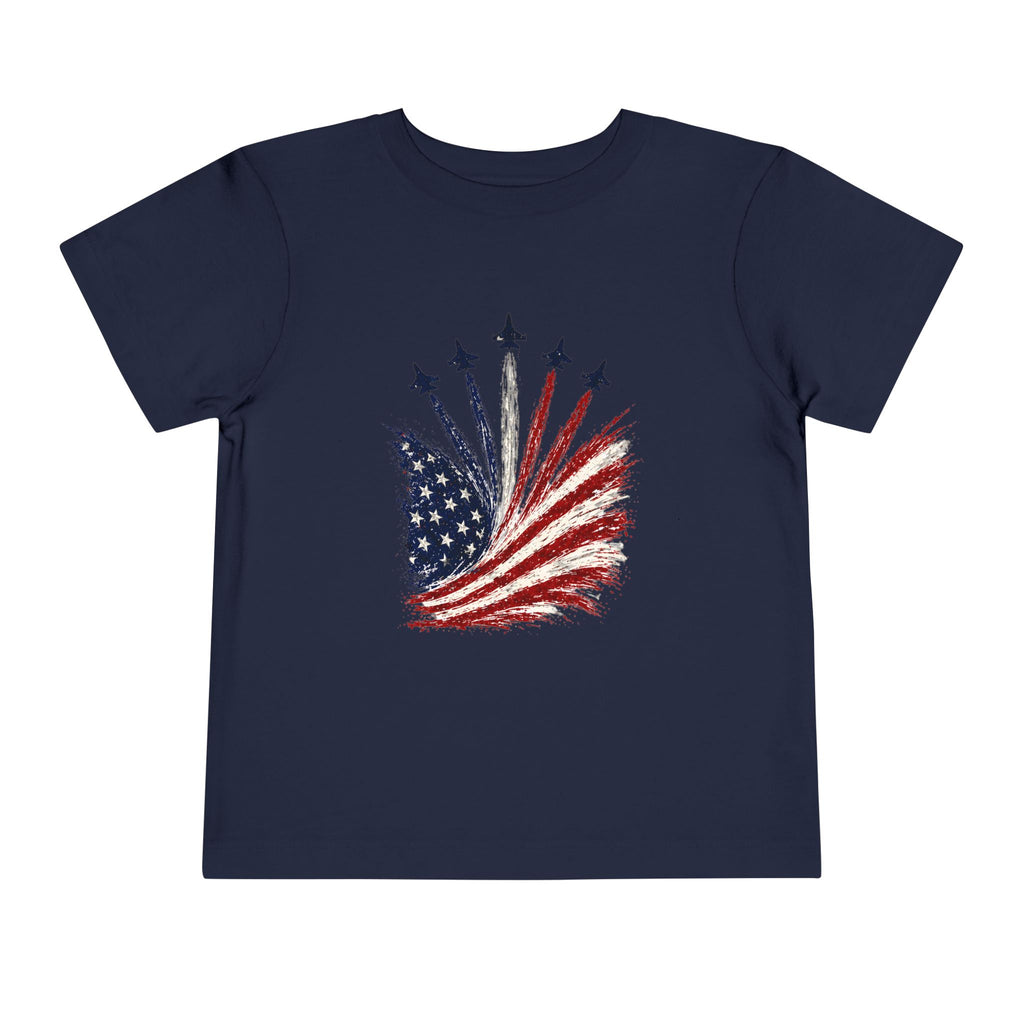 Toddler Tee - Patriotic American Flag Jet Spray Design (Fourth of July)