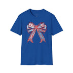 Patriotic Red White Blue Bow T-Shirt — 4th of July Americana Graphic Tee