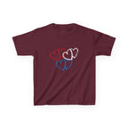 Youth, Kids Tee — Red & Blue Heart Sketches "You & Me" Casual Love Shirt