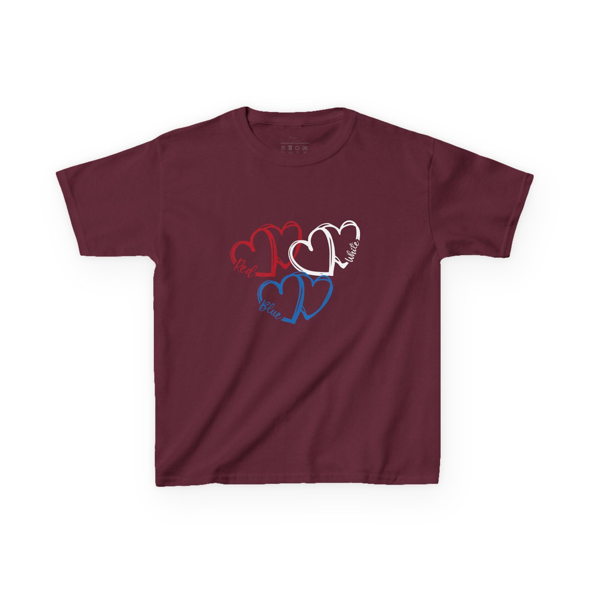 Youth, Kids Tee — Red & Blue Heart Sketches "You & Me" Casual Love Shirt