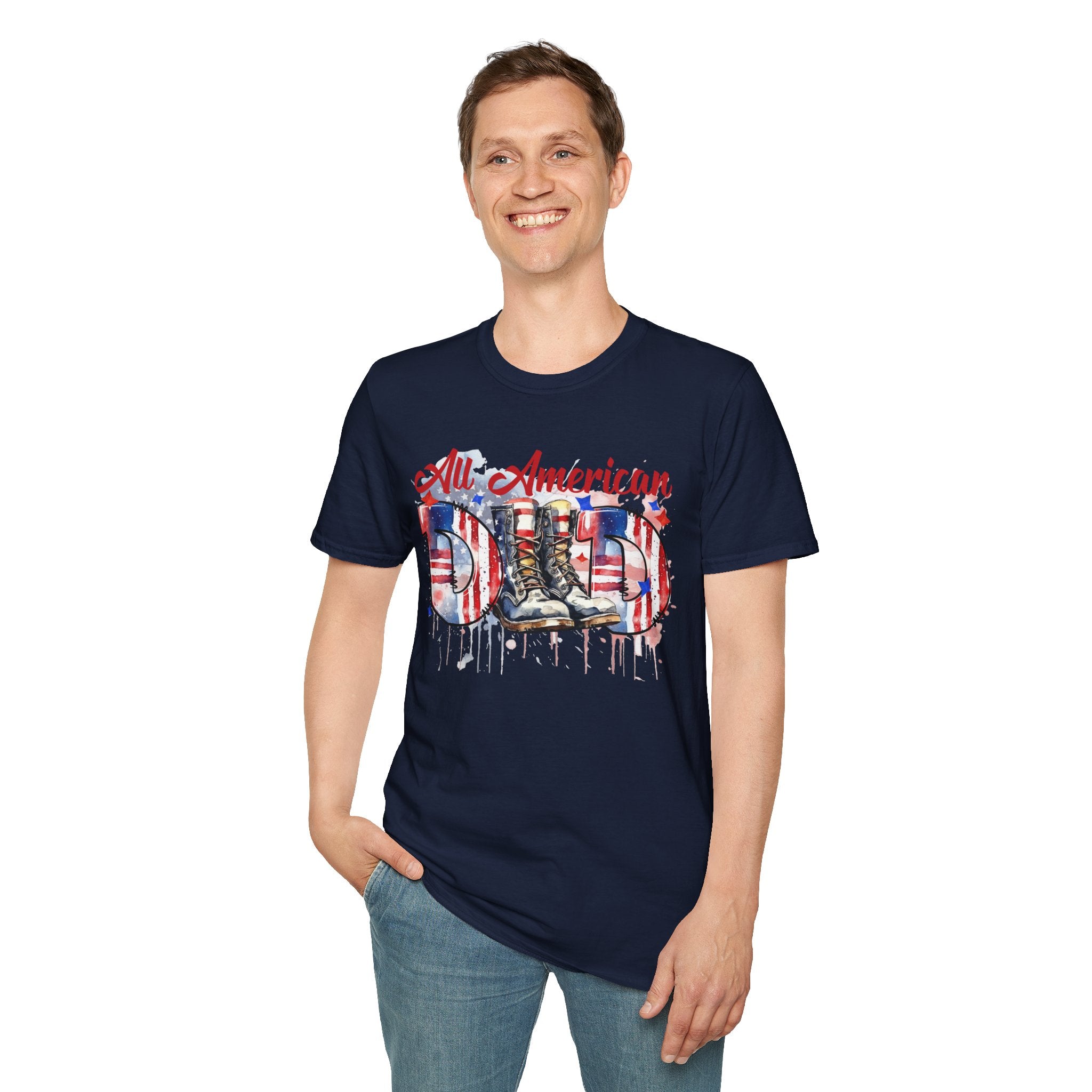 All American Dad T-Shirt — Patriotic Flag Boots Graphic Tee for Father's Day & 4th of July
