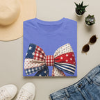 Patriotic Bow T-Shirt — Vintage American Flag Ribbon Tee