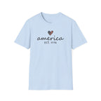 America Est. 1776 Heart T-Shirt — Patriotic USA Independence Day Tee