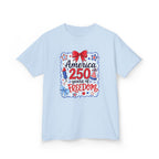 Youth, Kids Tee — "America 250 Years of Freedom" Patriotic Fourth of July Shirt