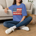 Patriotic Floral American Flag T-Shirt — Vintage Rose USA Tee for Fourth of July