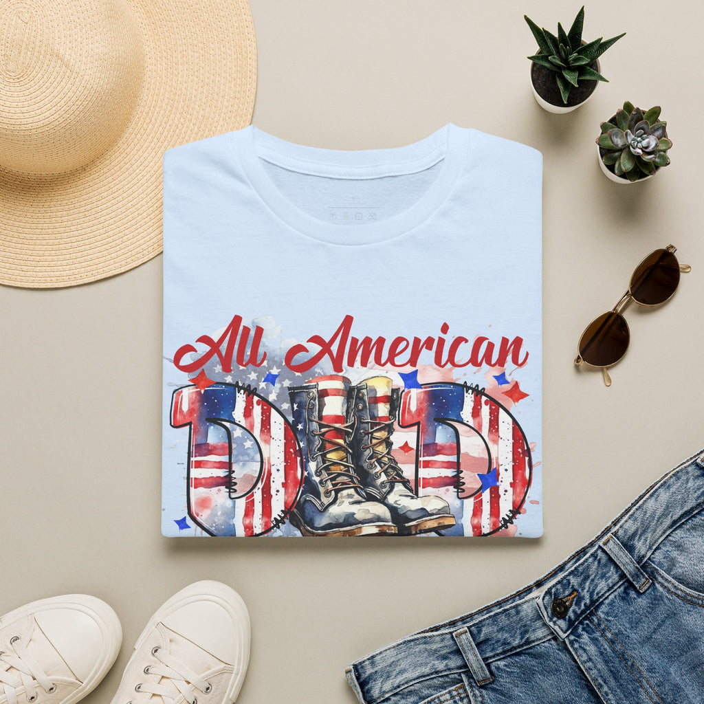 All American Dad T-Shirt — Patriotic Flag Boots Graphic Tee for Father's Day & 4th of July