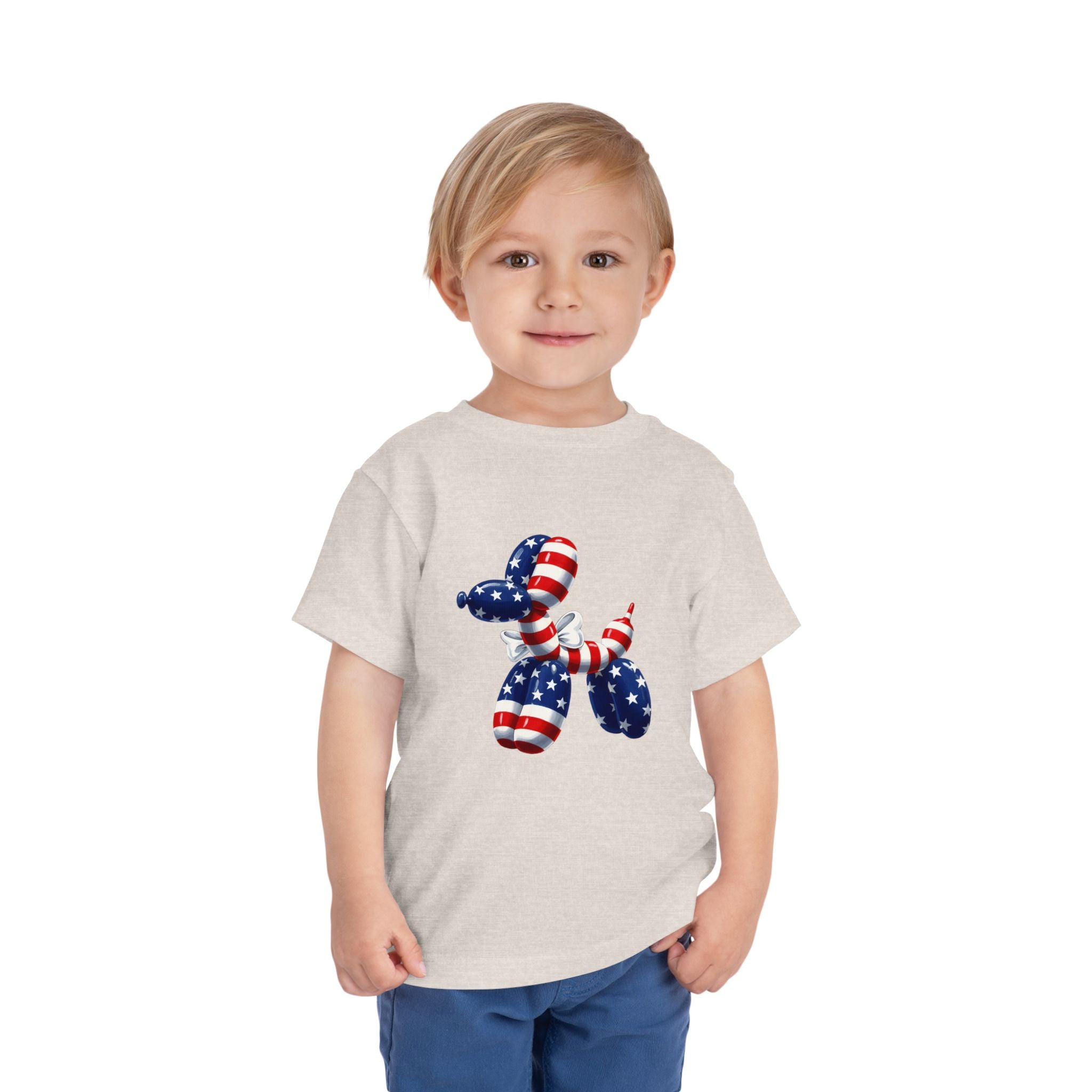 Toddler Tee Patriotic Balloon Dog  — USA Flag 4th of July Shirt