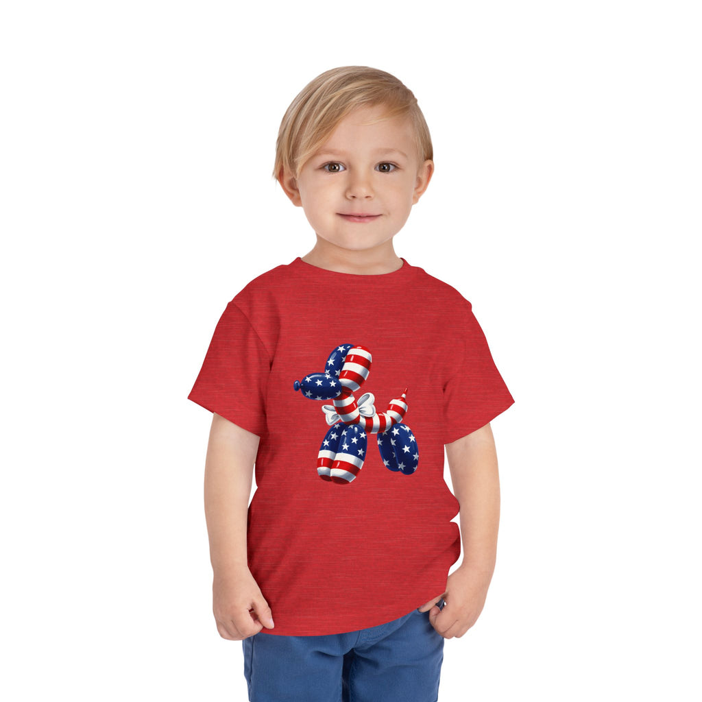 Toddler Tee Patriotic Balloon Dog  — USA Flag 4th of July Shirt