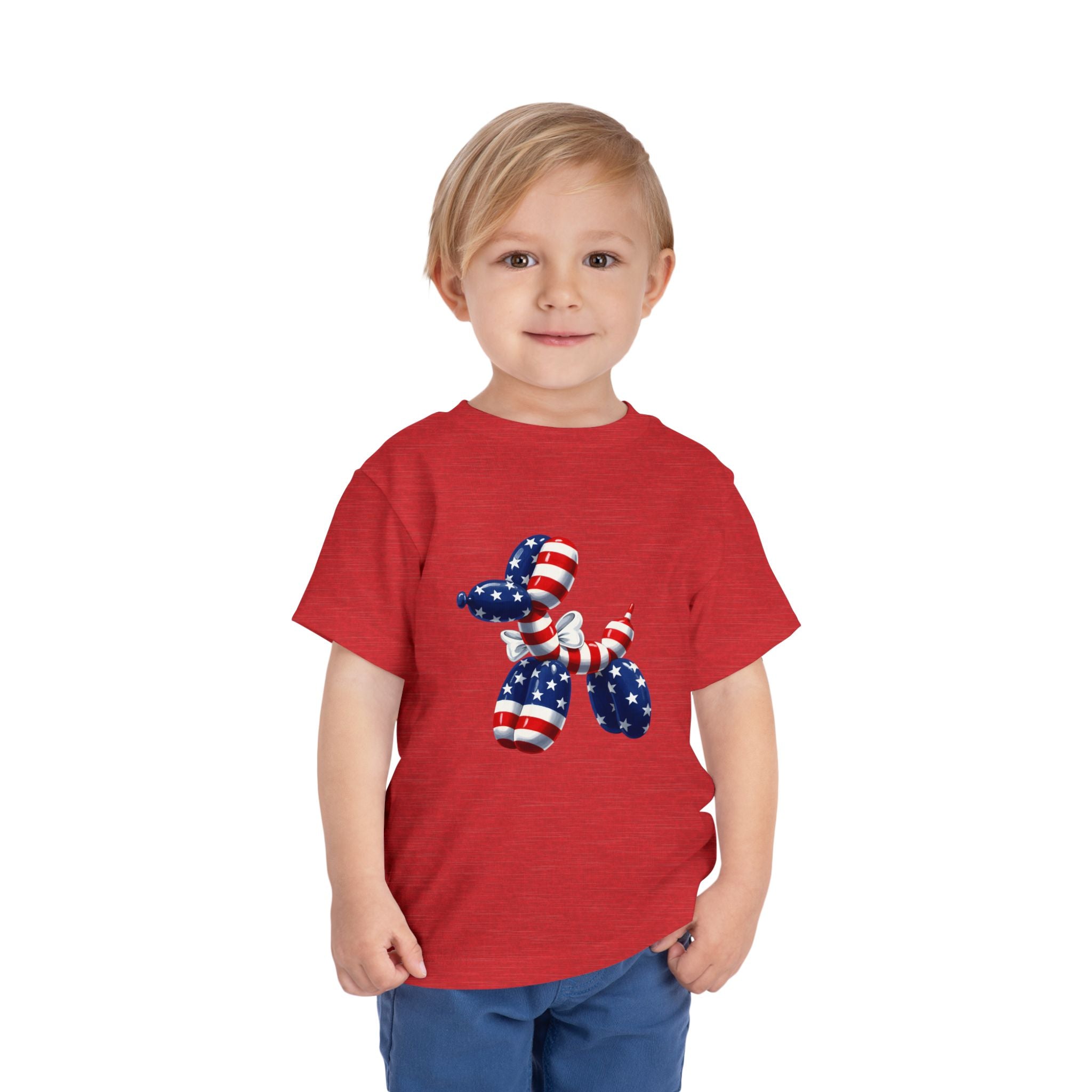 Toddler Tee Patriotic Balloon Dog  — USA Flag 4th of July Shirt