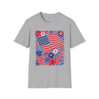 American Flag Floral T-Shirt — Patriotic Stars & Stripes Tee