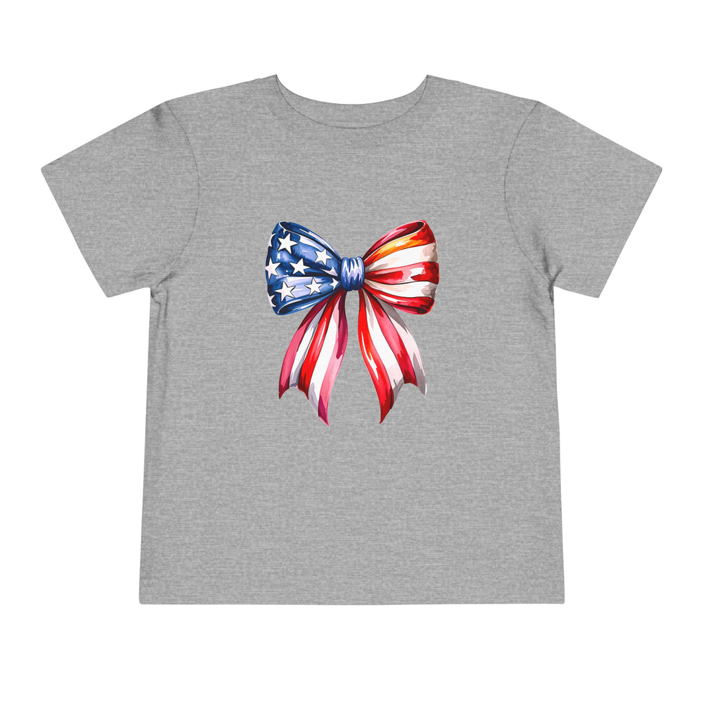 Toddler Tee — Patriotic American Flag Bow Graphic (4th of July Kids Shirt)