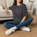 250 Patriotic T-Shirt — USA Flag Number Tee with Stars & Bows (Fourth of July)
