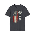 250 Years American Flag T-Shirt — 1776–2026 Patriotic Anniversary Tee