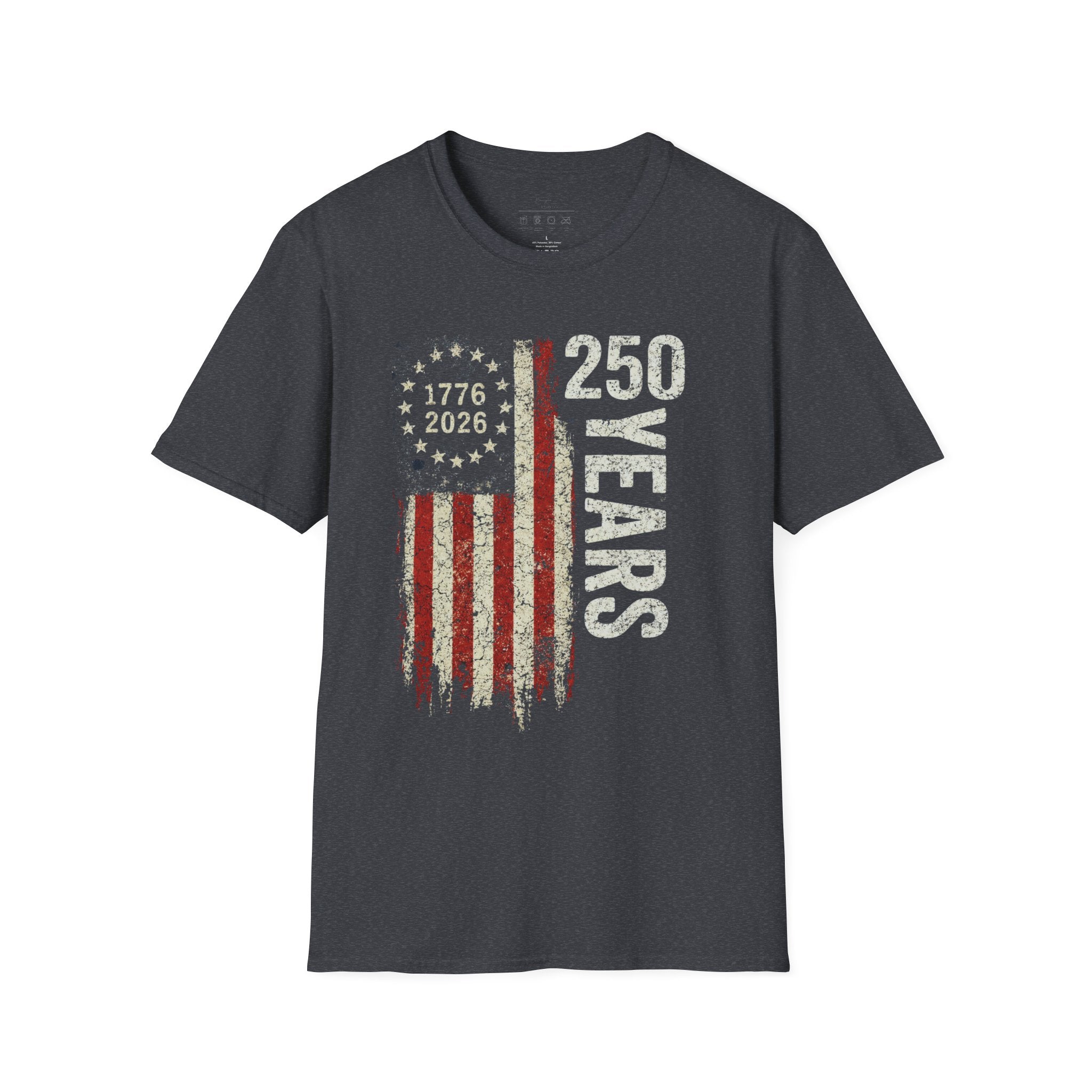 250 Years American Flag T-Shirt — 1776–2026 Patriotic Anniversary Tee