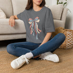 Bow Ribbon T-Shirt — Vintage Americana Floral & Gingham Bow Tee