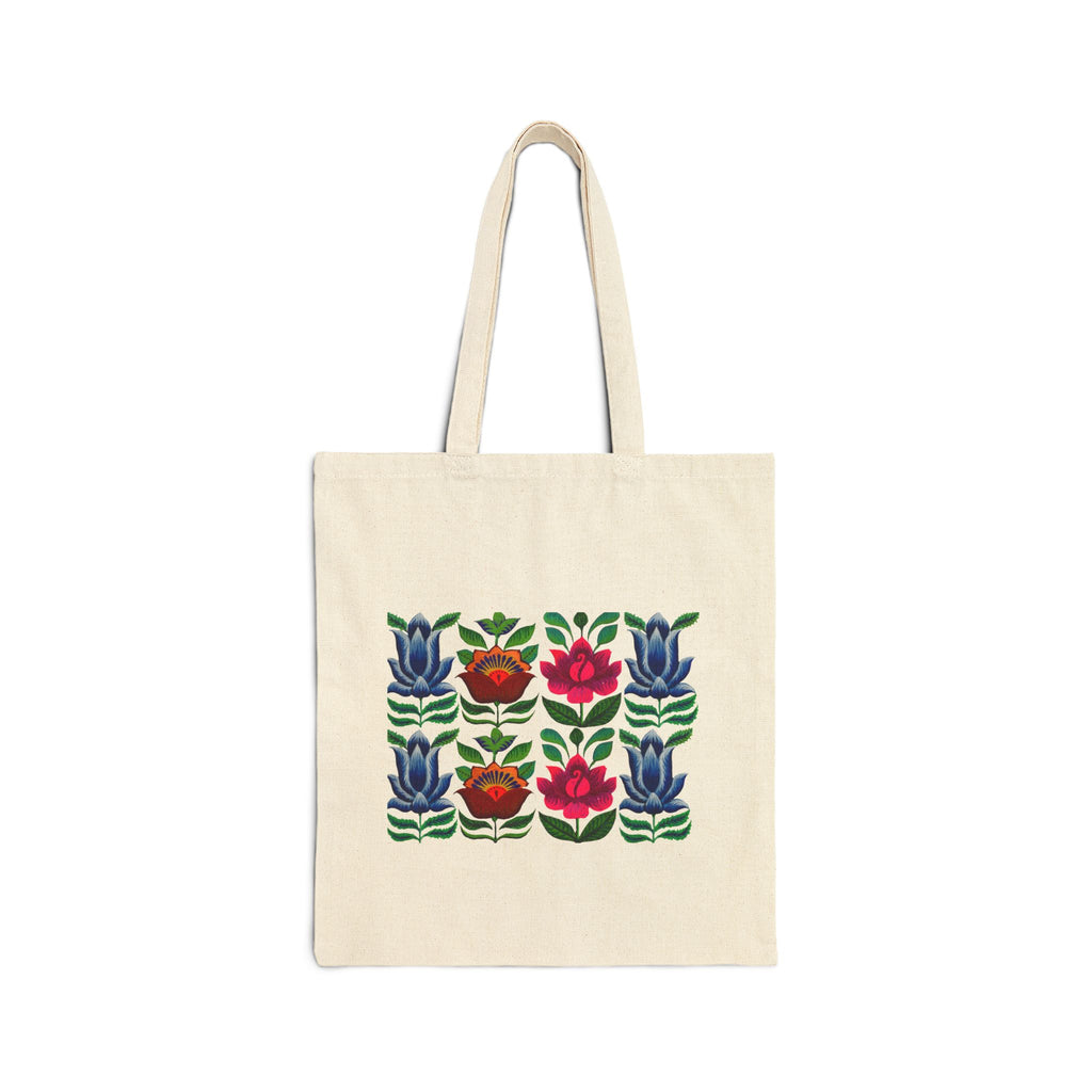 Ricksaw Art Canvas Tote — Colorful Tulip & Rose Market Bag