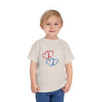 Toddler Tee — Red White Blue Heart Trio (Patriotic Kids Shirt)