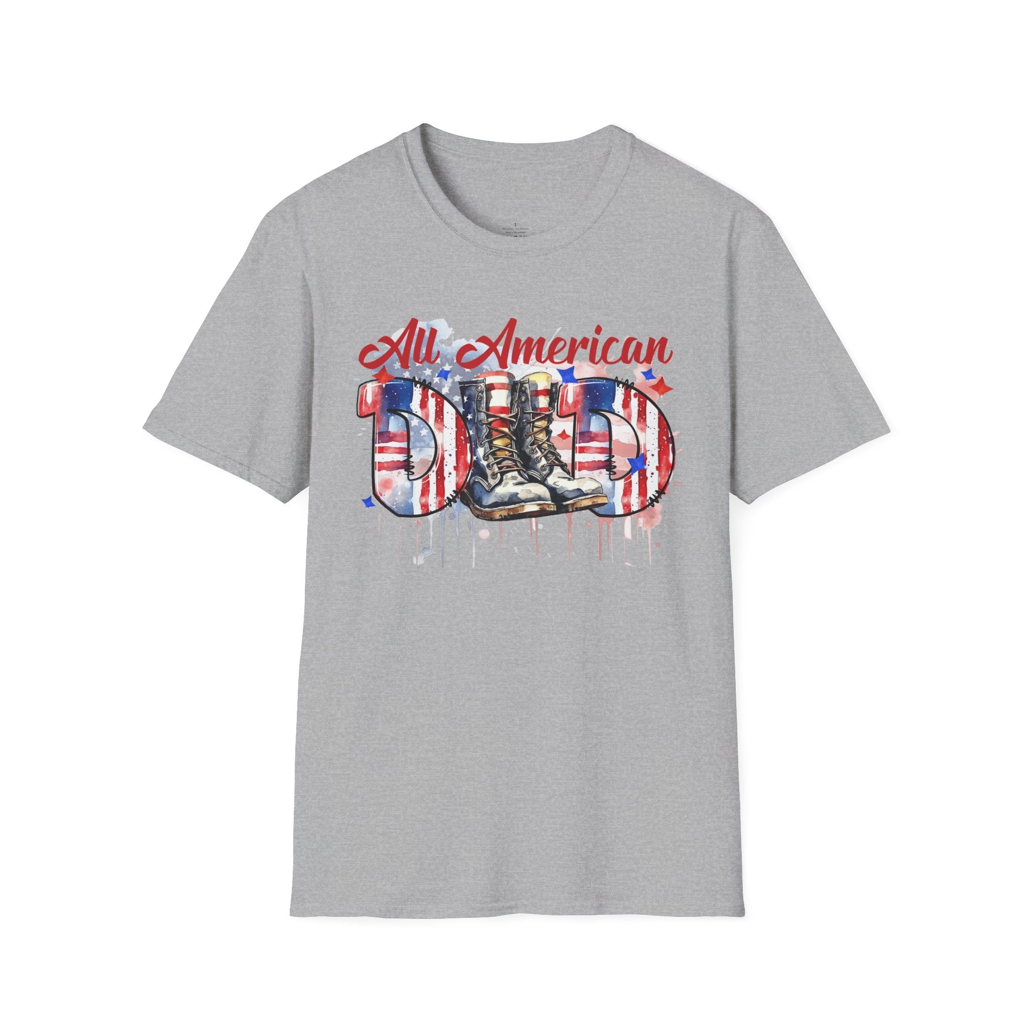 All American Dad T-Shirt — Patriotic Flag Boots Graphic Tee for Father's Day & 4th of July