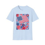 American Flag Floral T-Shirt — Patriotic Stars & Stripes Tee