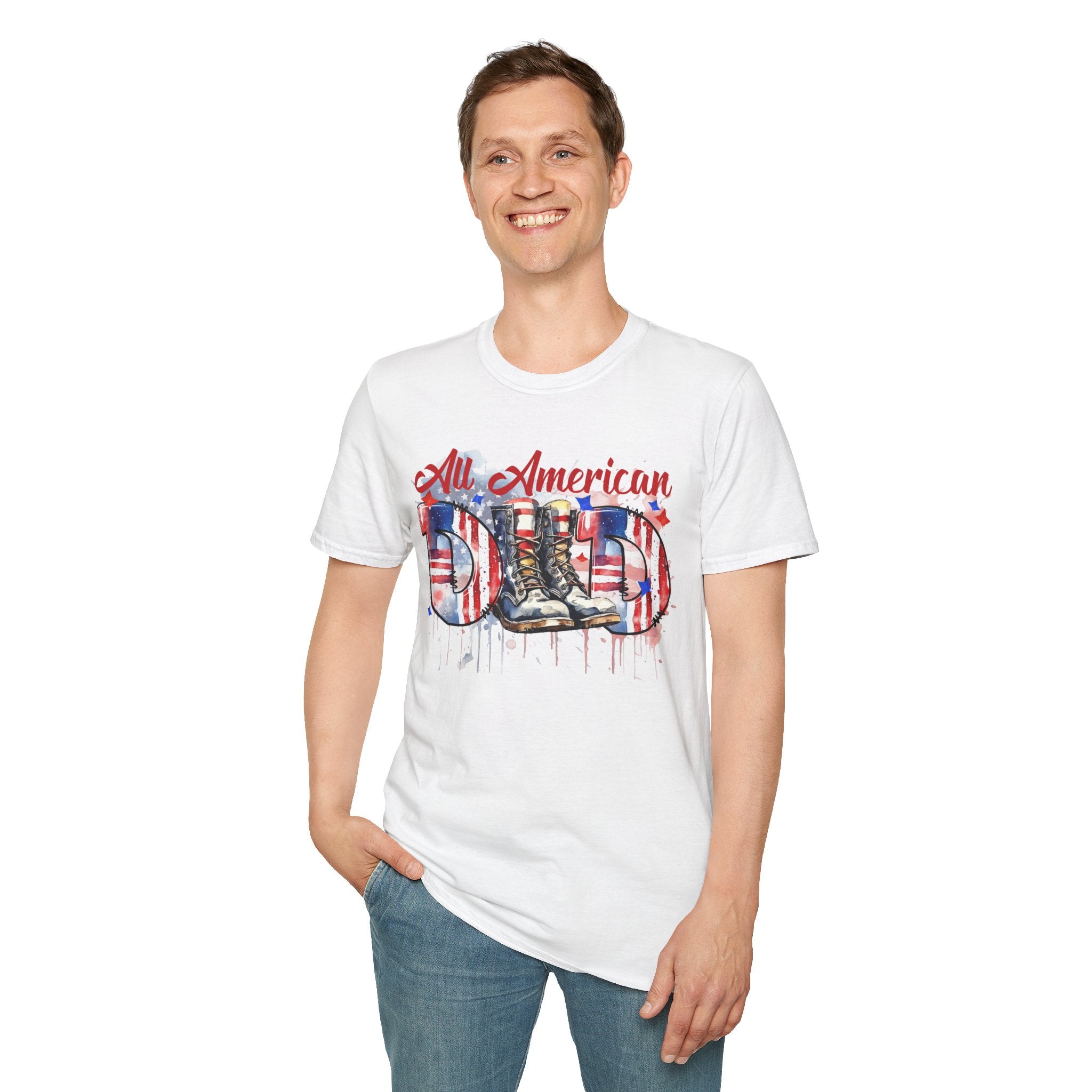All American Dad T-Shirt — Patriotic Flag Boots Graphic Tee for Father's Day & 4th of July