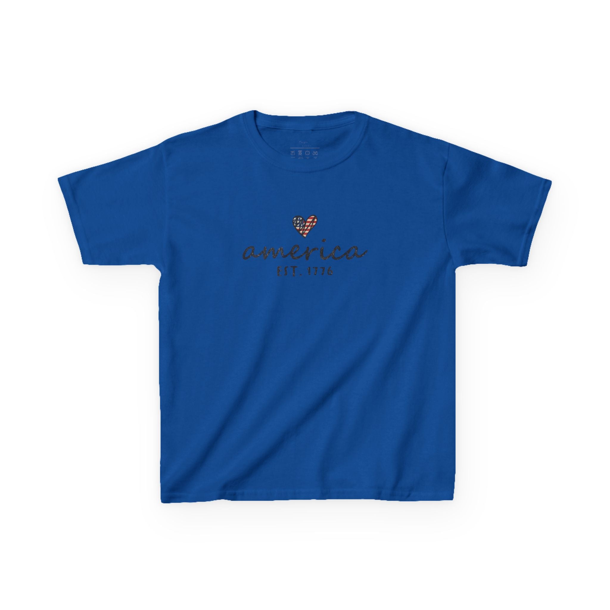 Youth, Kids Tee - 'america EST. 1776' Heart Flag Patriotic T-Shirt for Fourth of July