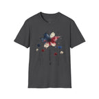 Butterfly Watercolor T-Shirt — Patriotic Red White Blue Floral Graphic
