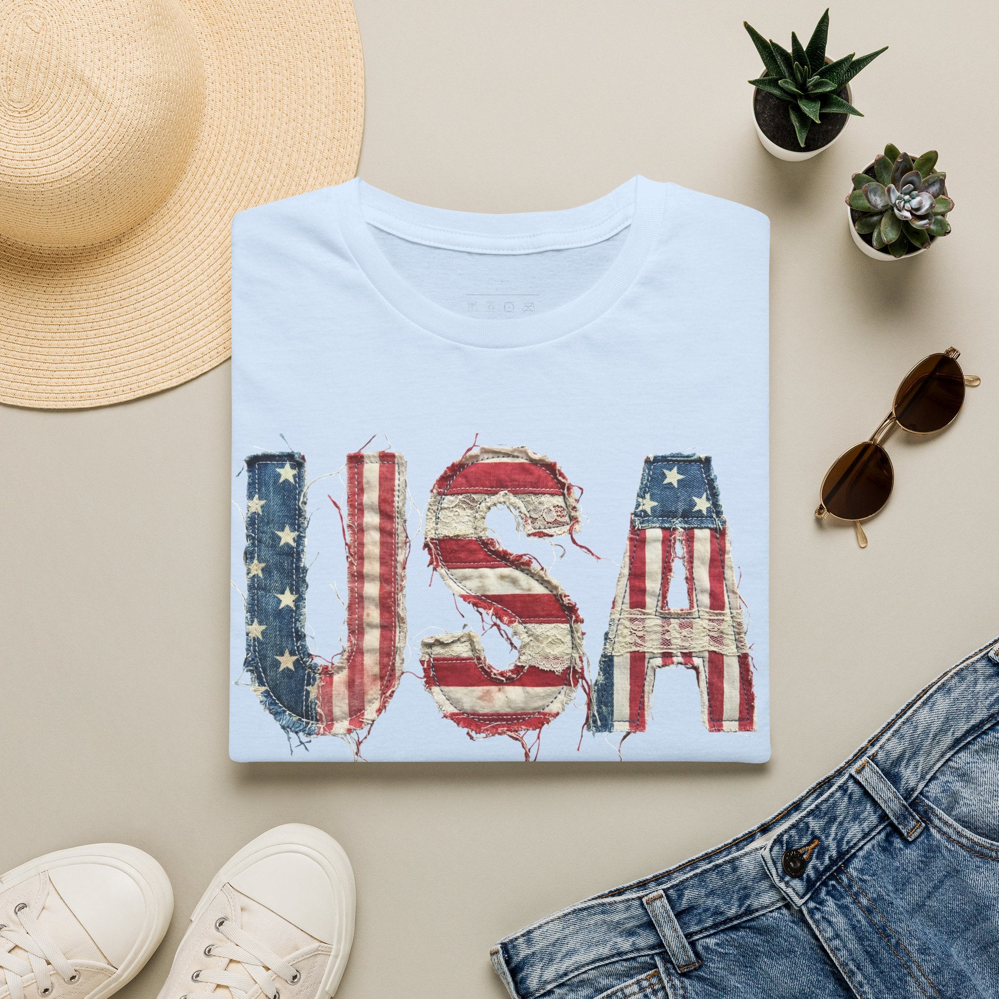 USA Flag Graphic T-Shirt — Distressed Americana Patriotic Tee