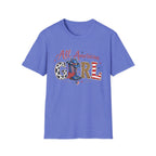 All American Girl T-Shirt — Patriotic USA Leopard & Flag Graphic Tee