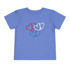 Toddler Tee — Red White Blue Heart Trio (Patriotic Kids Shirt)