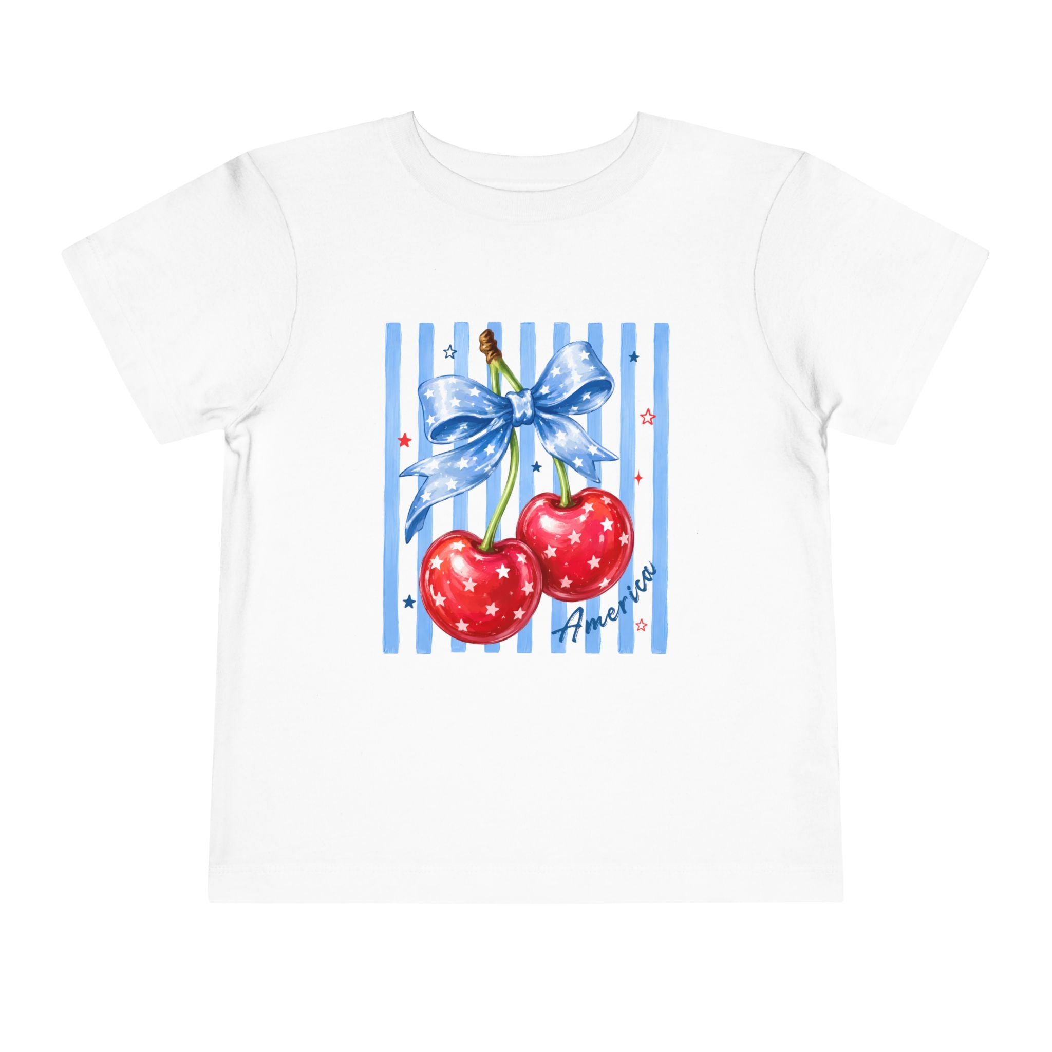 Toddler Cute Red Cherries with Blue Stripes