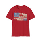 Patchwork American Flag T-Shirt — Vintage Floral Patriotic Tee