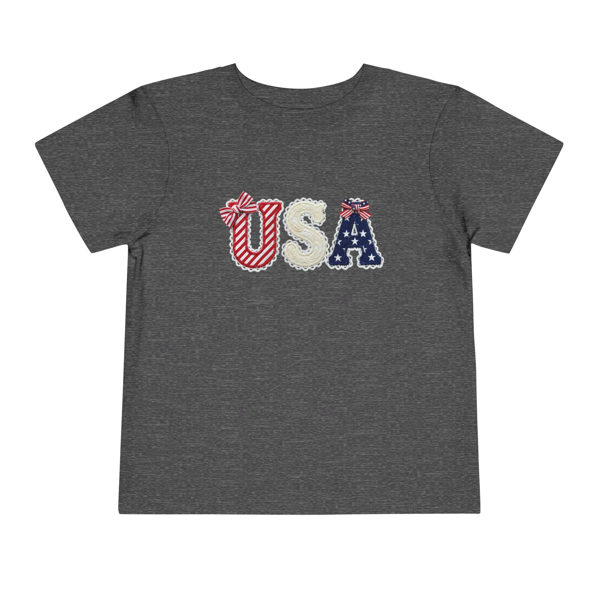 Toddler Tee - "USA" Patriotic Applique Short Sleeve