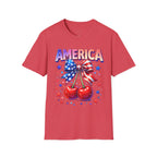America Patriotic Cherry Graphic T-Shirt — USA Flag Bow 4th of July Tee