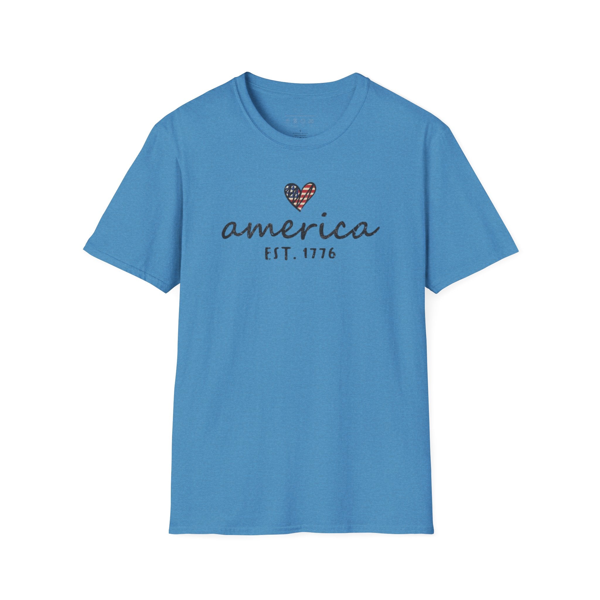 America Est. 1776 Heart T-Shirt — Patriotic USA Independence Day Tee