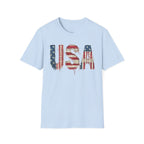 USA Flag Graphic T-Shirt — Distressed Americana Patriotic Tee