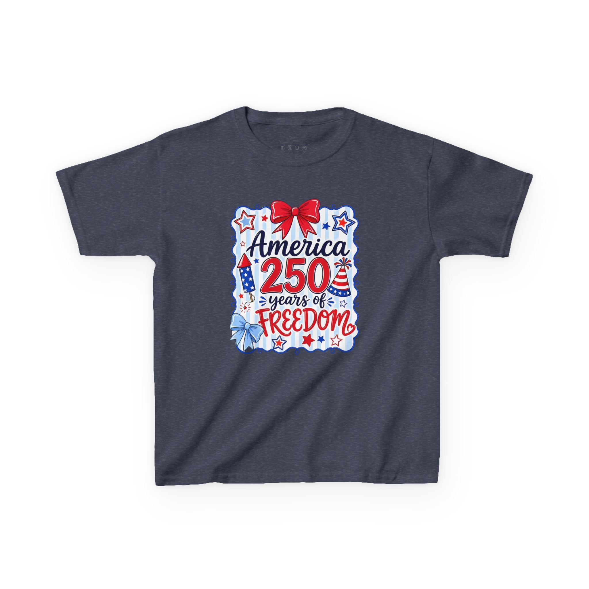 Youth, Kids Tee — "America 250 Years of Freedom" Patriotic Fourth of July Shirt