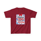 Youth, Kids Tee — "America 250 Years of Freedom" Patriotic Fourth of July Shirt