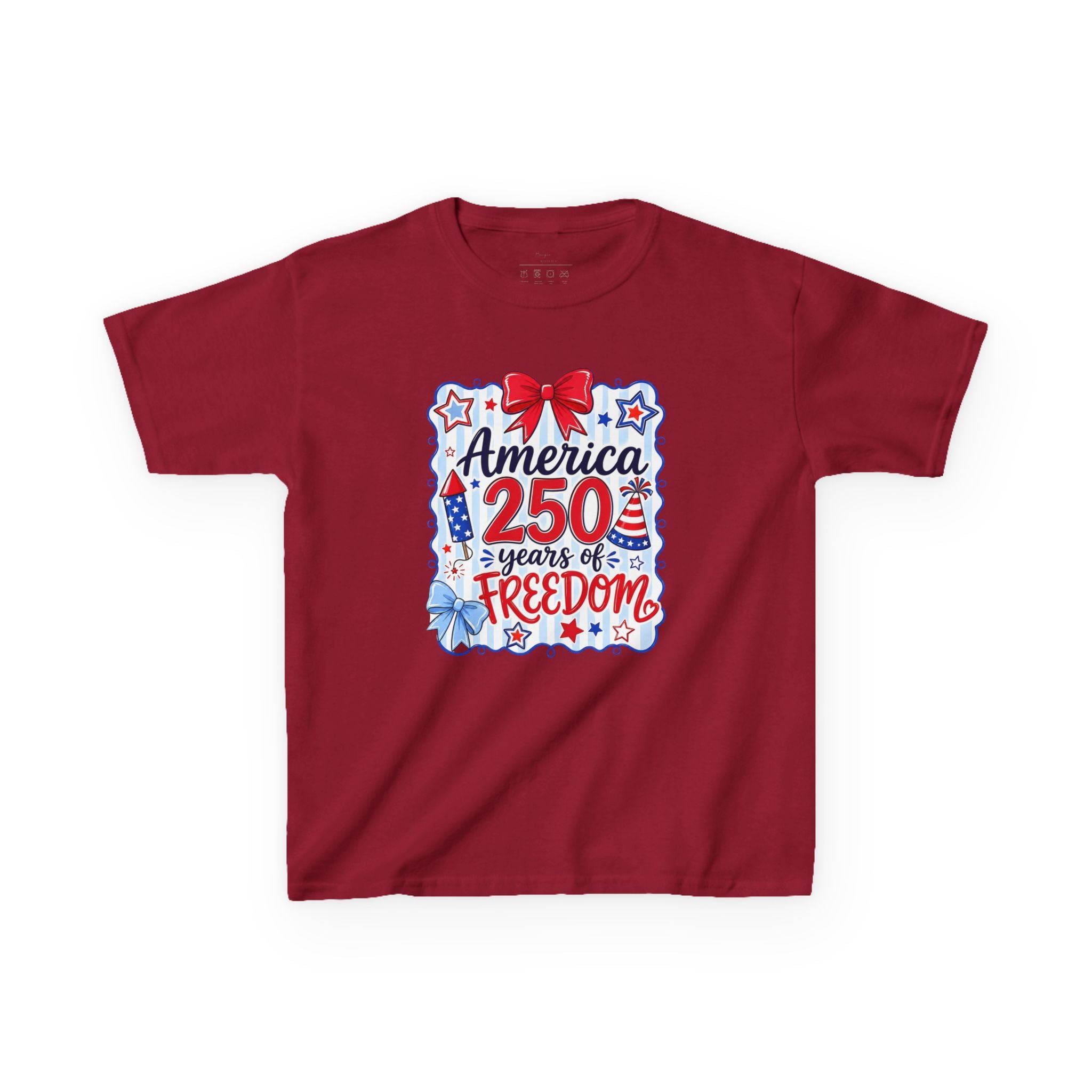 Youth, Kids Tee — "America 250 Years of Freedom" Patriotic Fourth of July Shirt