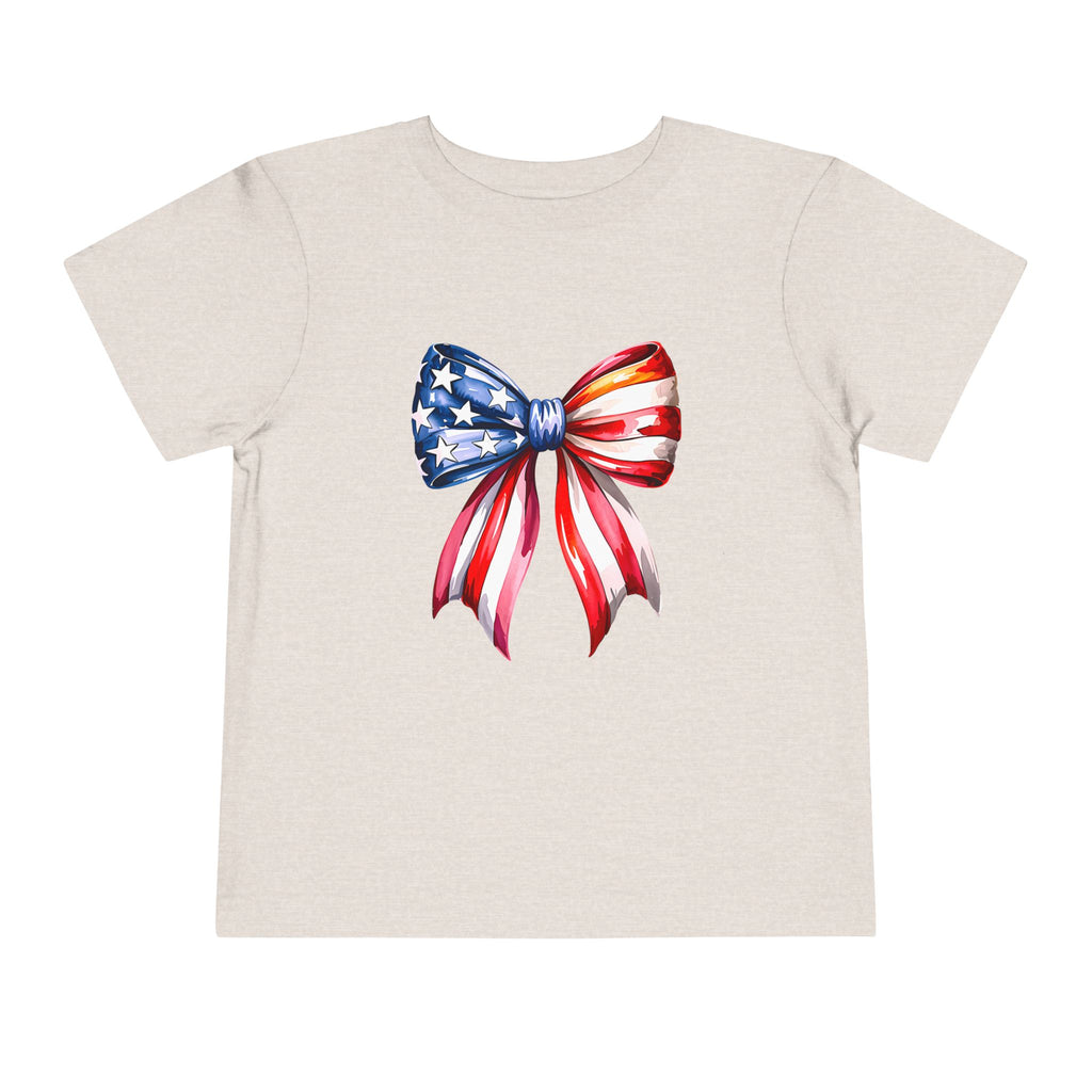 Toddler Tee — Patriotic American Flag Bow Graphic (4th of July Kids Shirt)