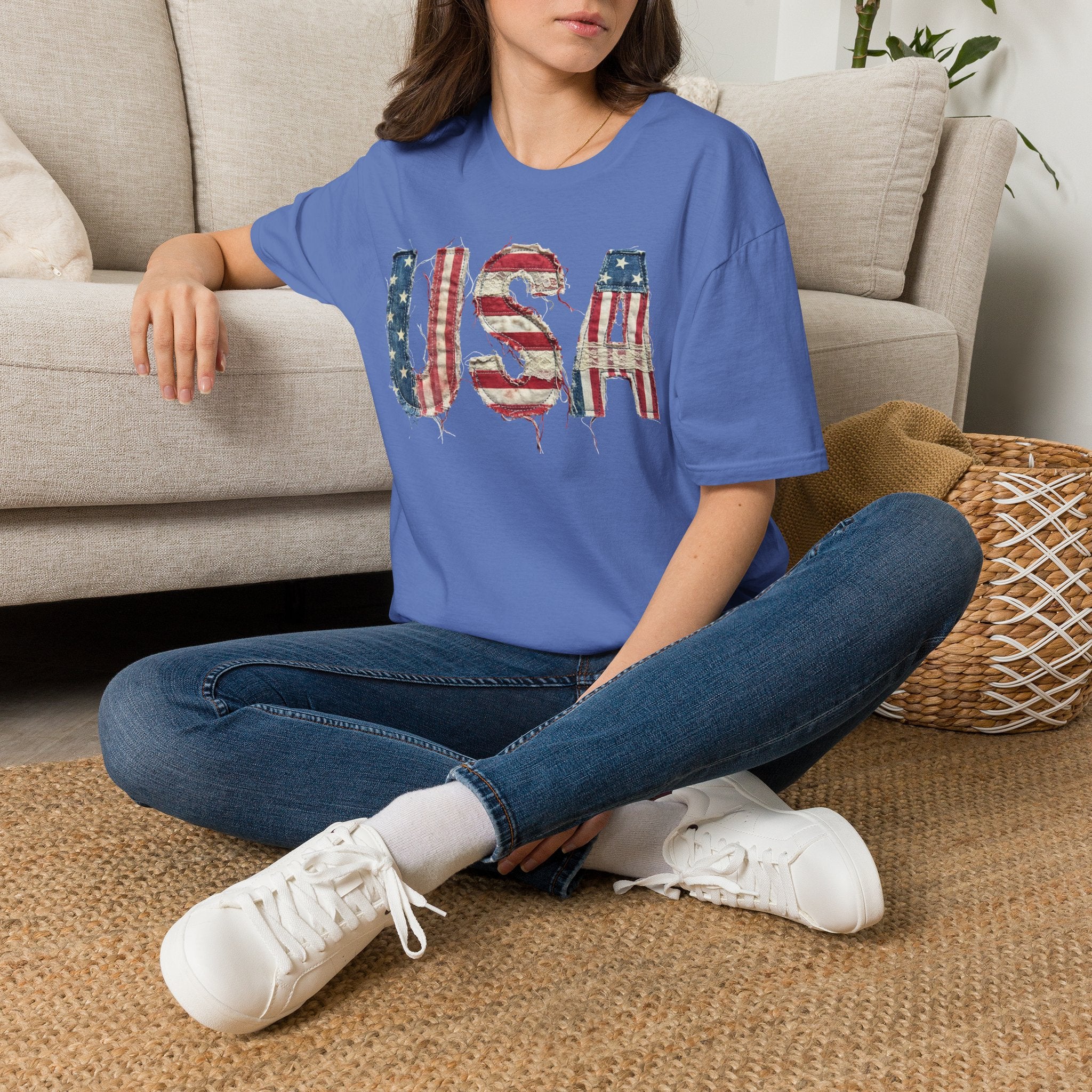 USA Flag Graphic T-Shirt — Distressed Americana Patriotic Tee