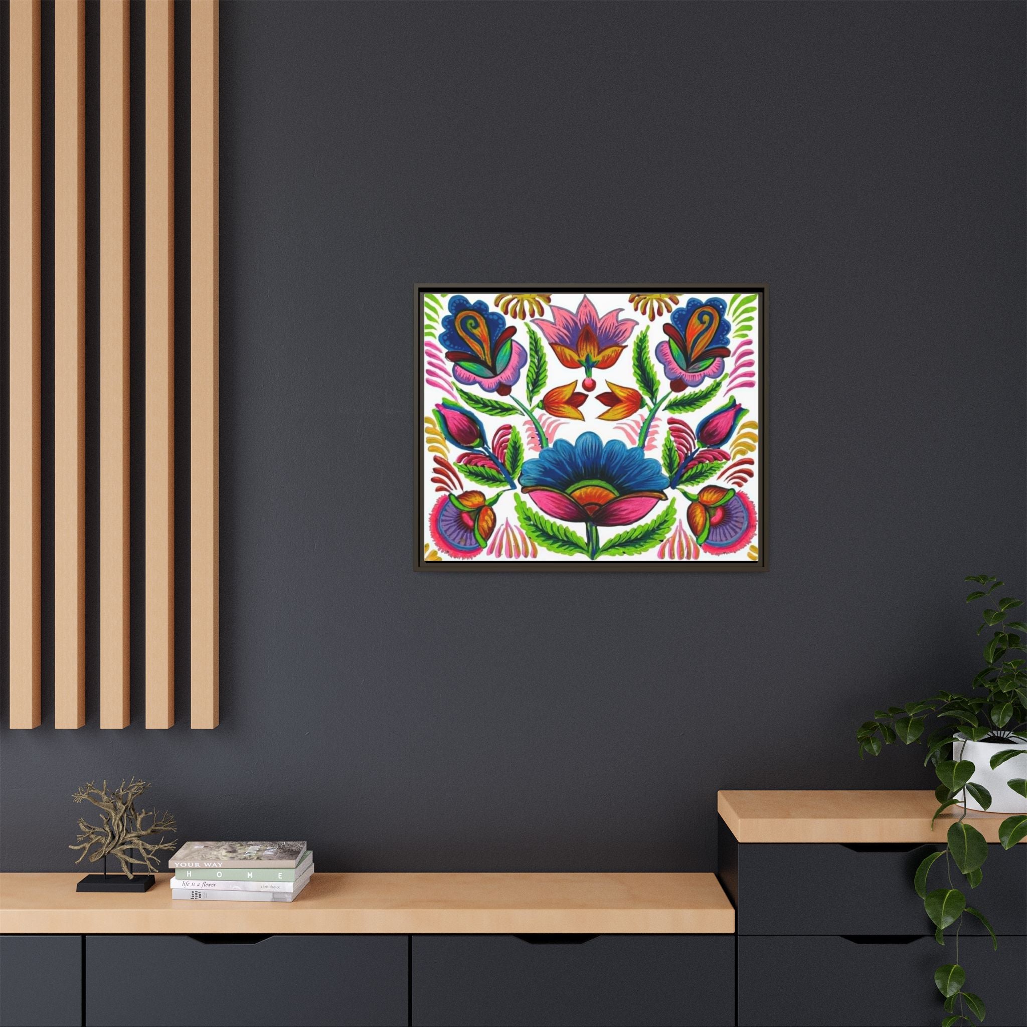 Framed Dhaka Rickshaw Folk Art Canvas