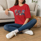 USA Patriotic T-Shirt — Distressed Flag Letters with Bows (4th of July)