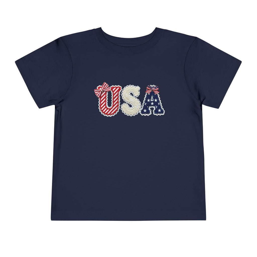 Toddler Tee - "USA" Patriotic Applique Short Sleeve