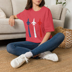 Patriotic Fighter Jet T-Shirt — Red White & Blue Military Aircraft Tee