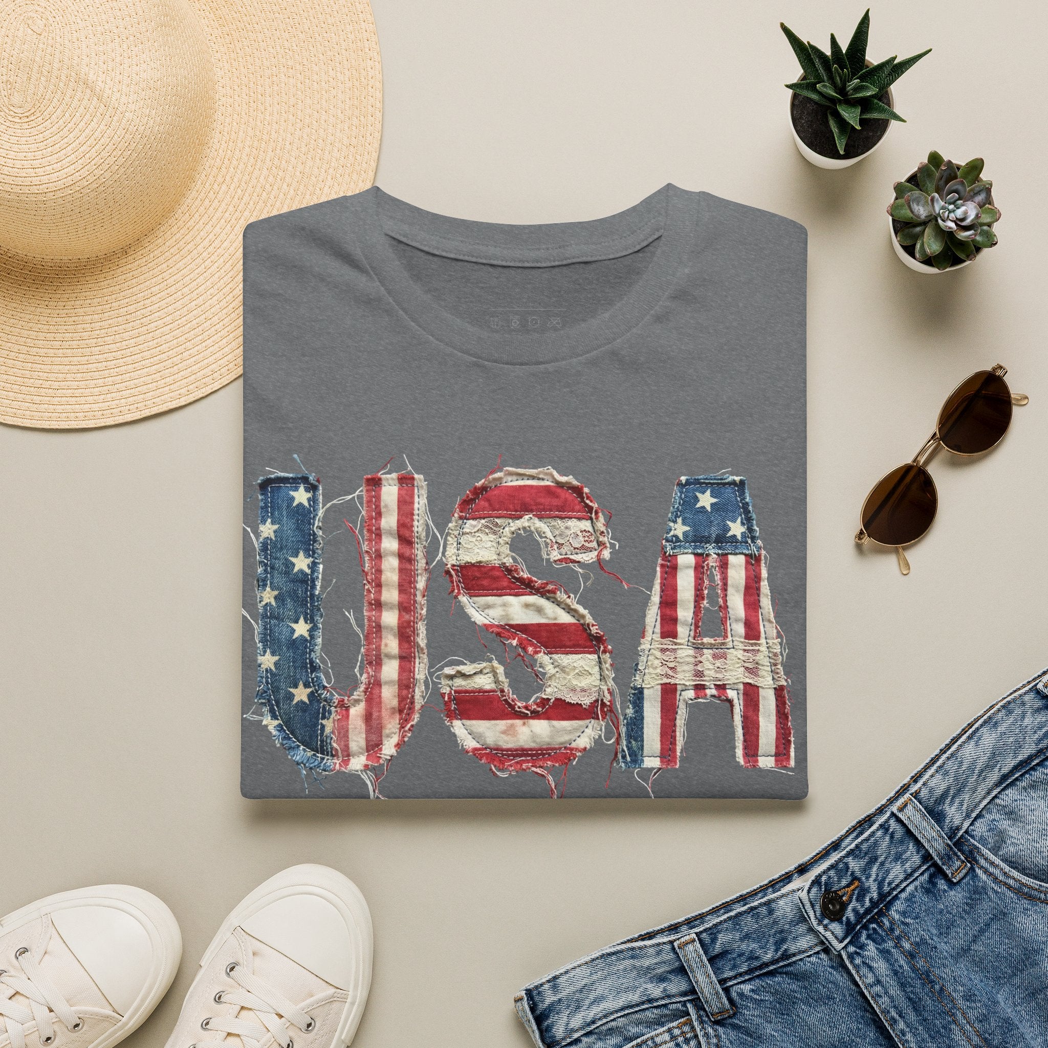 USA Flag Graphic T-Shirt — Distressed Americana Patriotic Tee