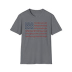 Floral American Flag T-Shirt — Patriotic Red & Blue Botanical Tee for 4th of July